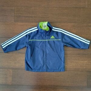 Adidas blue & green zip-up lightweight windbreaker warm-up jacket size 12 months